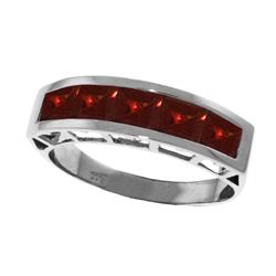 Genuine 2.25 ctw Garnet Ring Jewelry 14KT White Gold - REF-54A2K