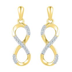 0.10 CTW Diamond Infinity Dangle Screwback Earrings 10KT Yellow Gold - REF-14Y9X