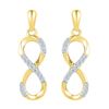 Image 1 : 0.10 CTW Diamond Infinity Dangle Screwback Earrings 10KT Yellow Gold - REF-14Y9X