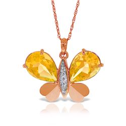 Genuine 7.1 ctw Citrine & Diamond Necklace Jewelry 14KT Rose Gold - REF-126W5Y