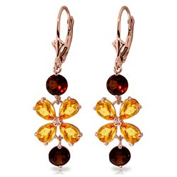 Genuine 5.32 ctw Citrine & Garnet Earrings Jewelry 14KT Rose Gold - REF-50A3K