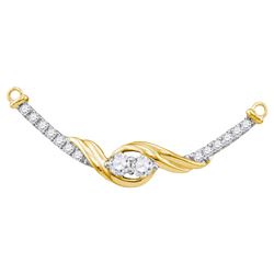 0.33 CTW Diamond 2-stone Hearts Together Bar Pendant 14KT Yellow Gold - REF-44Y9X