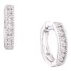 Image 1 : 0.25 CTW Diamond Milgrain Hoop Earrings 10KT White Gold - REF-22M4H