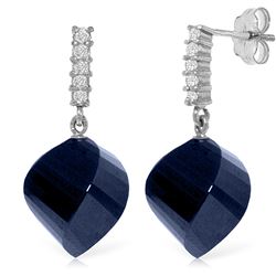 Genuine 30.65 ctw Sapphire & Diamond Earrings Jewelry 14KT White Gold - REF-59H9X