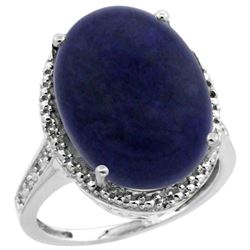 Natural 9.49 ctw Lapis & Diamond Engagement Ring 10K White Gold - REF-42M9H