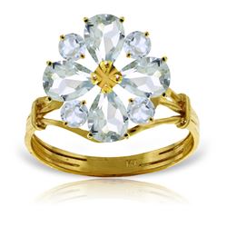 Genuine 2.43 ctw Aquamarine Ring Jewelry 14KT Yellow Gold - REF-55M3T