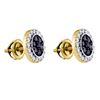 Image 1 : 1 CTW Black Color Diamond Circle Cluster Earrings 10KT Yellow Gold - REF-44M9H