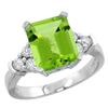 Image 1 : Natural 2.86 ctw peridot & Diamond Engagement Ring 10K White Gold - REF-53A2V