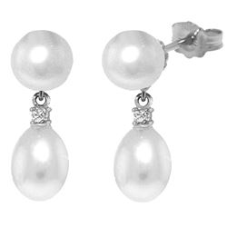 Genuine 10.10 ctw Pearl & Diamond Earrings Jewelry 14KT White Gold - REF-24H4X