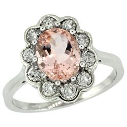 Natural 2.29 ctw Morganite & Diamond Engagement Ring 10K White Gold - REF-79K3R