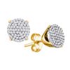 Image 1 : 0.25 CTW Diamond Circle Cluster Stud Earrings 10KT Yellow Gold - REF-19W4K