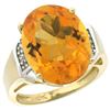 Image 1 : Natural 11.02 ctw Citrine & Diamond Engagement Ring 14K Yellow Gold - REF-65W8K