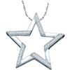 Image 1 : 0.10 CTW Diamond Star Outline Pendant 10KT White Gold - REF-18F2N