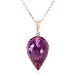 Genuine 9.55 ctw Amethyst & Diamond Necklace Jewelry 14KT Rose Gold - REF-25F3Z