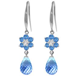 Genuine 5.51 ctw Blue Topaz & Diamond Earrings Jewelry 14KT White Gold - REF-47P4H