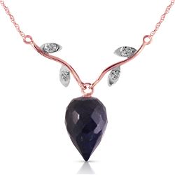 Genuine 12.92 ctw Sapphire & Diamond Necklace Jewelry 14KT Rose Gold - REF-42A2K