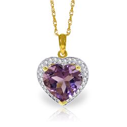 Genuine 3.24 ctw Amethyst & Diamond Necklace Jewelry 14KT Yellow Gold - REF-59H3X