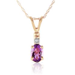 Genuine 0.46 ctw Amethyst & Diamond Necklace Jewelry 14KT Yellow Gold - REF-21W6Y