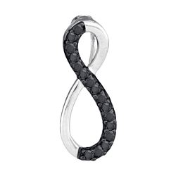 0.10 CTW Black Color Diamond Infinity Pendant 10KT White Gold - REF-7K4W