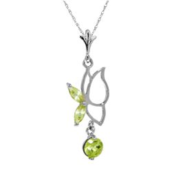 Genuine 0.40 ctw Peridot Necklace Jewelry 14KT White Gold - REF-22V2W