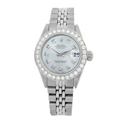 Rolex Pre-owned 26mm Womens Custom Light Blue Stainless Steel - REF-470N3H