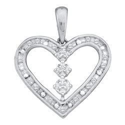 0.15 CTW Diamond Heart Pendant 14KT White Gold - REF-19F4N