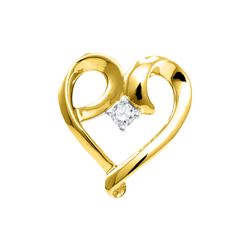 0.05 CTW Diamond Solitaire Heart Pendant 10KT Yellow Gold - REF-10F5N