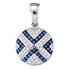 Image 1 : 0.15 CTW Blue Color Diamond Circle X Cluster Pendant 10KT White Gold - REF-19K4W