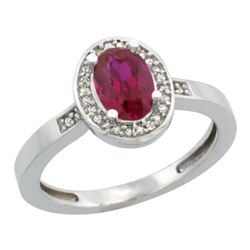 Natural 0.99 ctw ruby & Diamond Engagement Ring 14K White Gold - REF-45W3K