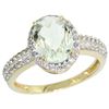Image 1 : Natural 1.91 ctw Green-amethyst & Diamond Engagement Ring 14K Yellow Gold - REF-41A3V