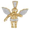 Image 1 : 0.15 CTW Mens Diamond Angel Cherub Pendant 10KT Yellow Gold - REF-30F2N