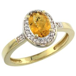 Natural 1.08 ctw Whisky-quartz & Diamond Engagement Ring 14K Yellow Gold - REF-30N9G