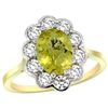 Image 1 : Natural 2.34 ctw Lemon-quartz & Diamond Engagement Ring 14K Yellow Gold - REF-80Z8Y