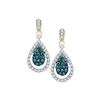 Image 1 : 0.63 CTW Blue Color Diamond Teardrop Dangle Earrings 10KT Yellow Gold - REF-52M4H