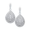 Image 1 : 0.10 CTW Diamond Milgrain Teardrop Screwback Dangle Earrings 10KT White Gold - REF-26F9N