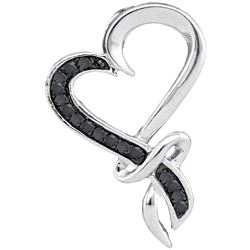 0.10 CTW Black Color Diamond Heart Pendant 10KT White Gold - REF-11W2K