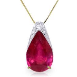 Genuine 5 ctw Ruby Necklace Jewelry 14KT Yellow Gold - REF-49F8Z