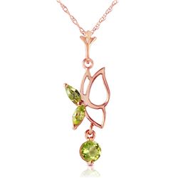 Genuine 0.40 ctw Peridot Necklace Jewelry 14KT Rose Gold - REF-22Y2F