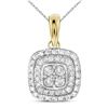 Image 1 : 0.33 CTW Diamond Square Cluster Pendant 14KT Yellow Gold - REF-34K4W