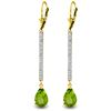 Image 1 : Genuine 3.6 ctw Peridot & Diamond Earrings Jewelry 14KT Yellow Gold - REF-50H9X