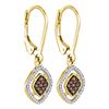 Image 1 : 0.33 CTW Cognac-brown Color Diamond Diagonal Earrings 10KT Yellow Gold - REF-20Y9X