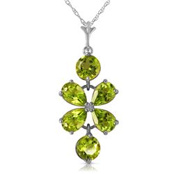 Genuine 3.15 ctw Peridot Necklace Jewelry 14KT White Gold - REF-30M3T