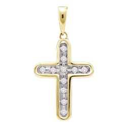 0.10 CTW Diamond Cross Pendant 10KT Yellow Gold - REF-10Y5X