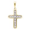 Image 1 : 0.10 CTW Diamond Cross Pendant 10KT Yellow Gold - REF-10Y5X