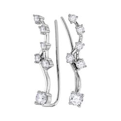 0.73 CTW Diamond Climber Earrings 10KT White Gold - REF-59H9M