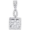 Image 1 : 0.50 CTWDiamond Square Cluster Pendant 10KT White Gold - REF-40Y4X