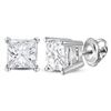 Image 1 : 1.46 CTW Princess Diamond Solitaire Stud Earrings 14KT White Gold - REF-307W4K