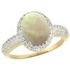 Image 1 : Natural 2.56 ctw Opal & Diamond Engagement Ring 10K Yellow Gold - REF-32K4R