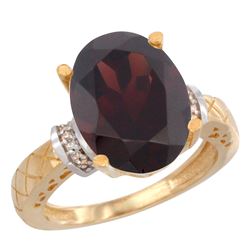 Natural 5.53 ctw Garnet & Diamond Engagement Ring 10K Yellow Gold - REF-53M5H