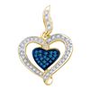 Image 1 : 0.27 CTW Blue Color Diamond Heart Pendant 10KT Yellow Gold - REF-24F2N